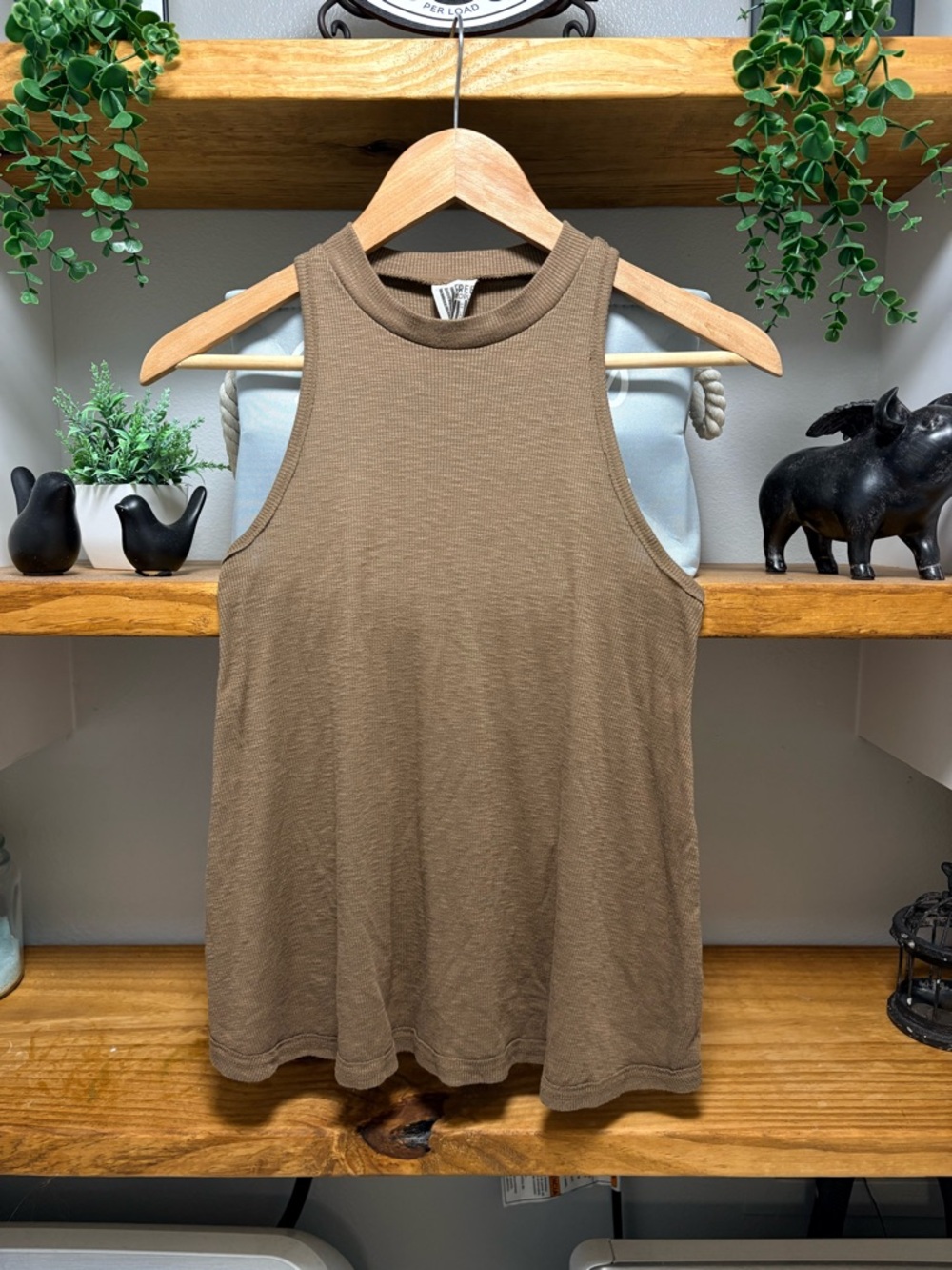 Free People Ribbed Sleeveless Tank in Brown